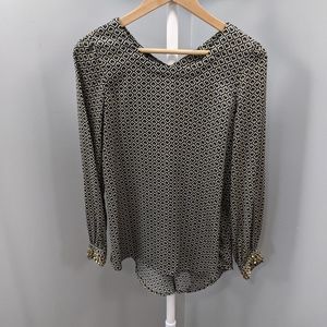 Metaphor Long Sleeve Tunic Blouse w/ Beaded Cuffs